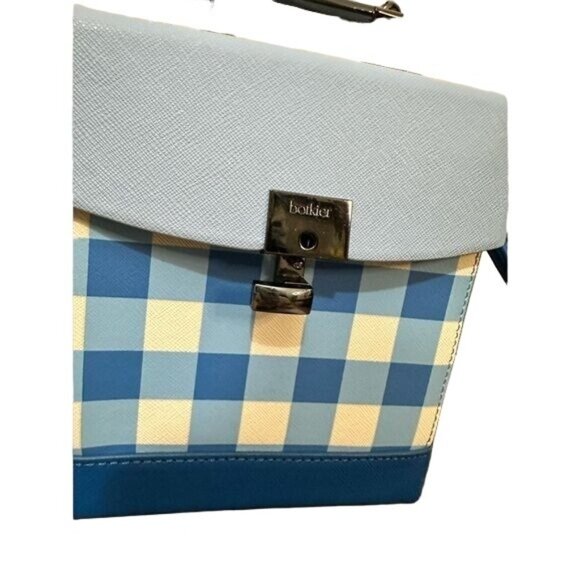 Botkier Lennox Blue White Plaid Purse Handbag Lunchbox NWOT - Picture 9 of 11